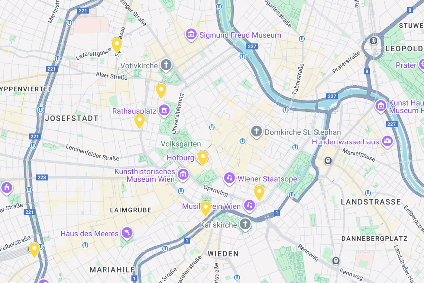 Map of Vienna with Study Spots