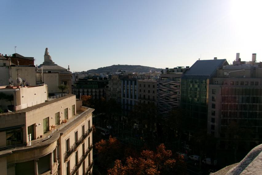A view of Barcelona streets from the top of Casa Mila during the afternoon