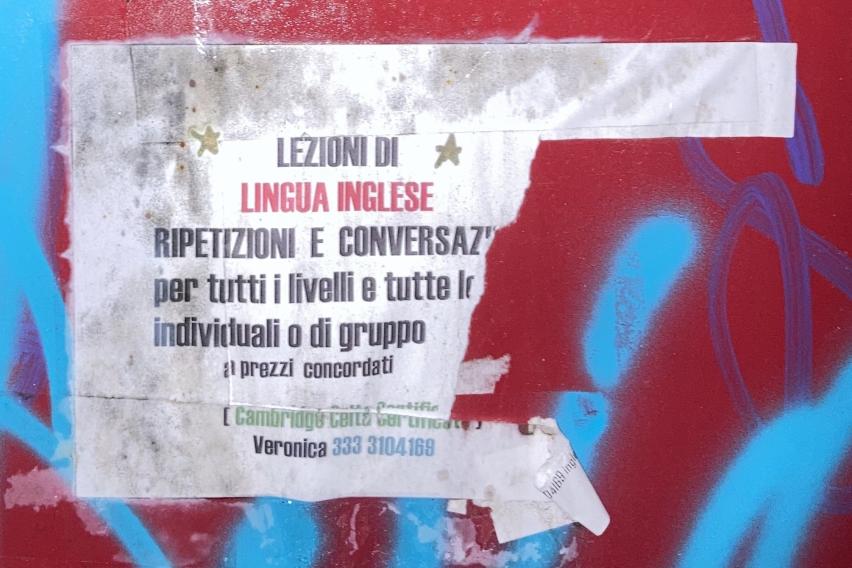 A flyer offering English lessons