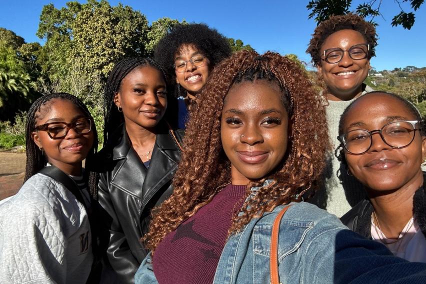 Group of students in Cape Town on a bright sunny day.