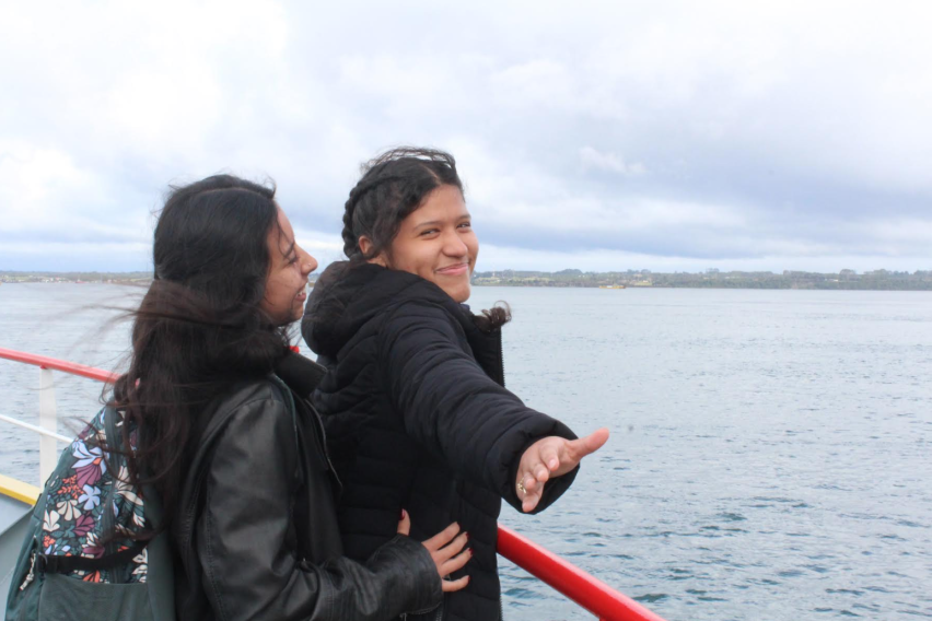 Natalia Torres and one of her classmates on our boat from Puerto Montt to Chiloé.