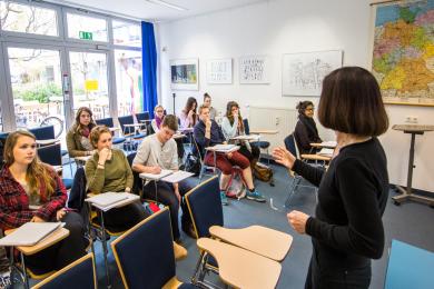 students sitting in a Berlin Center classroom during a lecture