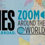 the Zoom Around the World logo in front of a world map