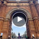 Student standing in front of building in Barcelona