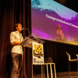 Connor Sorg accepts Film Festival Award