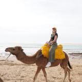 Me riding a camel off the coast of Asilah, Morocco!