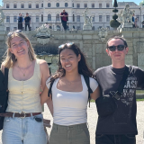 Classmates posing in front of Belvedere Palace in Vienna, Austria