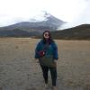 Student in front of Cotopaxi Volcano