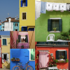 Collage of the colorful houses in Burano