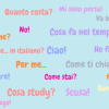 Collage of common Italian phrases.