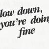 " Slow down you're doing fine" quote from Billy Joel's song "Vienna". 
