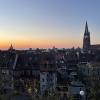 Sunset over the city of Freiburg, picture taken from a high angle