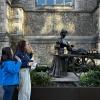 Me and a friend waving at the Molly Malone statue for a Dublin Scavenger Hunt. 