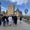 Pictured are the towering spirals of The Alcázar of Segovia, a famous Spanish castle.