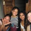 Some friends and I sitting on the steps outside my residence hall.