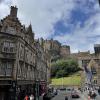 The view of Edinburgh Castle from a street below