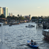 Beautiful view of Tigre with both the river canals and high-rise buildings in the back