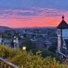 Looking out into the skyline of Freiburg at sunset