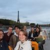 Boat ride in Paris with the Eiffel Tower behind