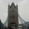 Tower Bridge in London on a cloudy day.
