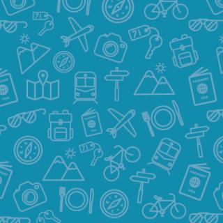 default blog image with travel icons on a blue background