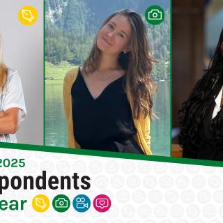 A collage of the three Correspondents of the Year: Nina P., Yaroslava Y., and Samantha M.