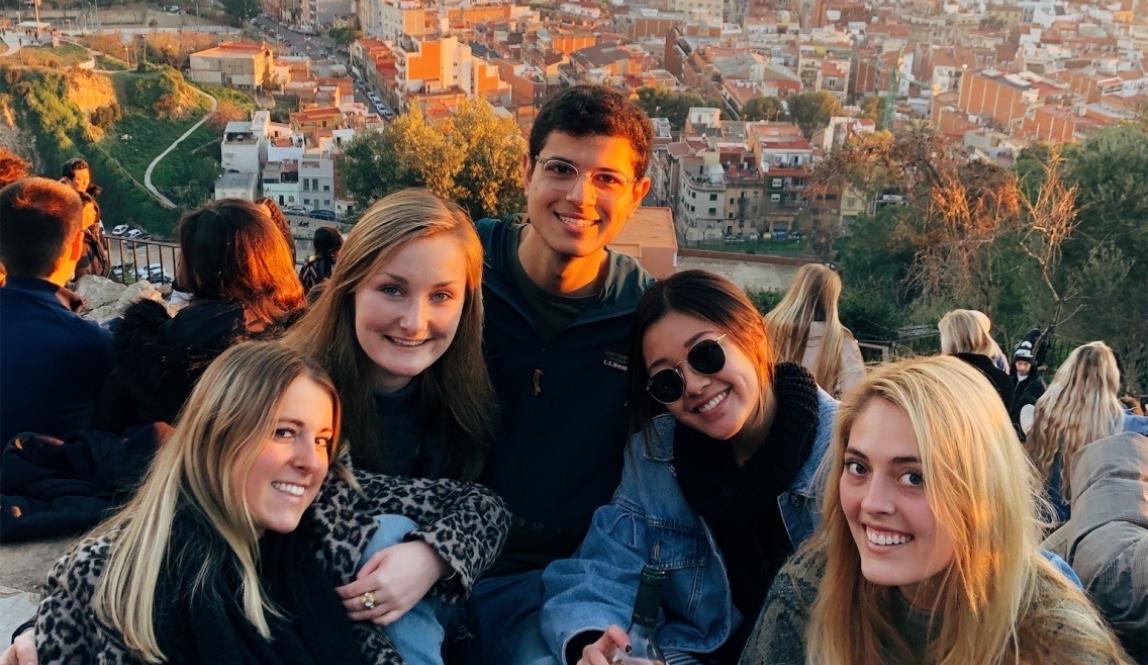 a group of students pose at the Barcelona Bunkers