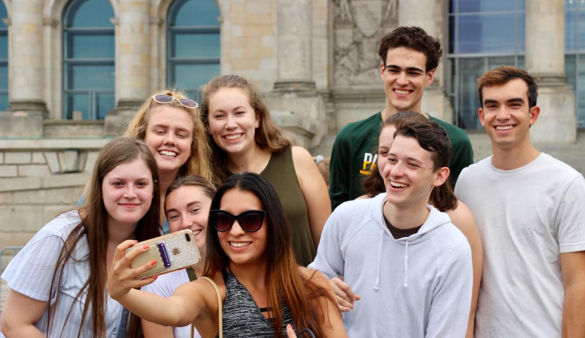a group of students pose for a photo in Berlin