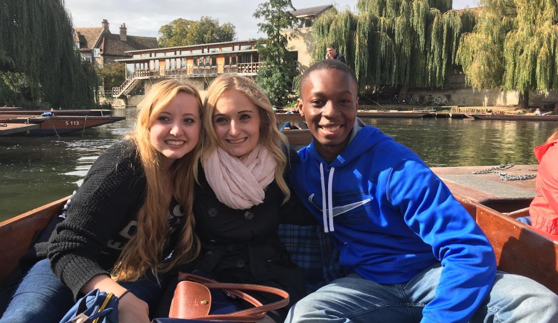 students go for a boat ride in Cambridge