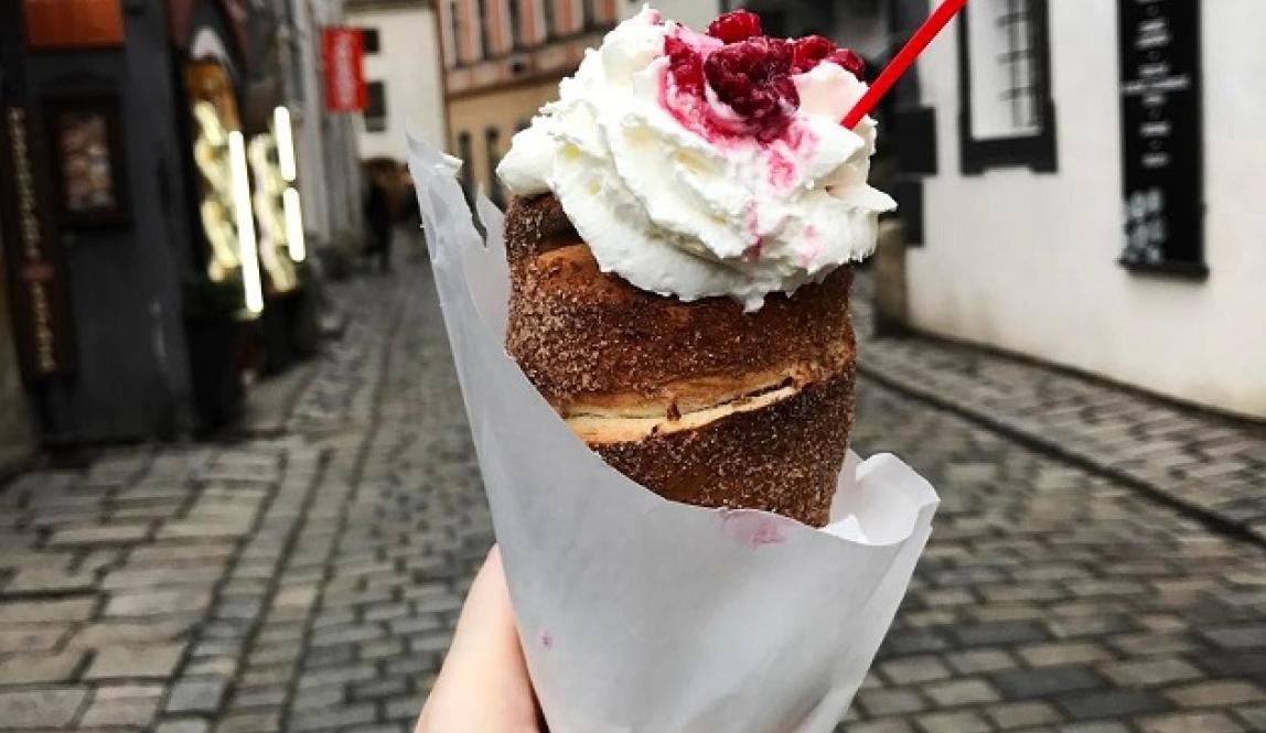 Vienna study abroad student holding an ice cream cone