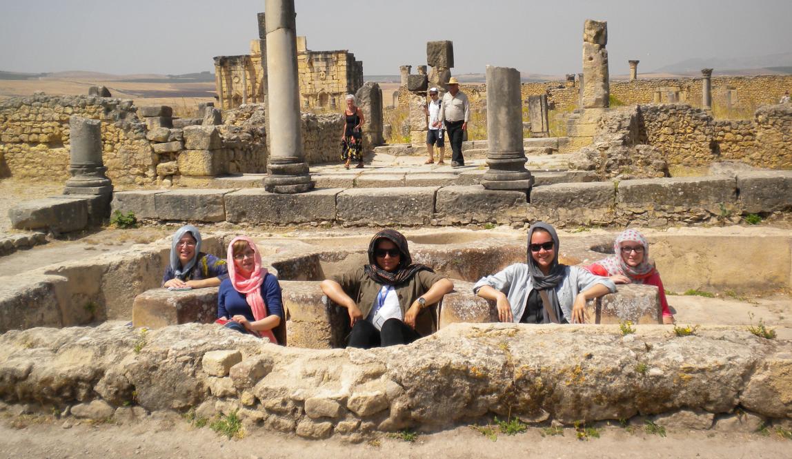 students visiting an archeological site in Morocco