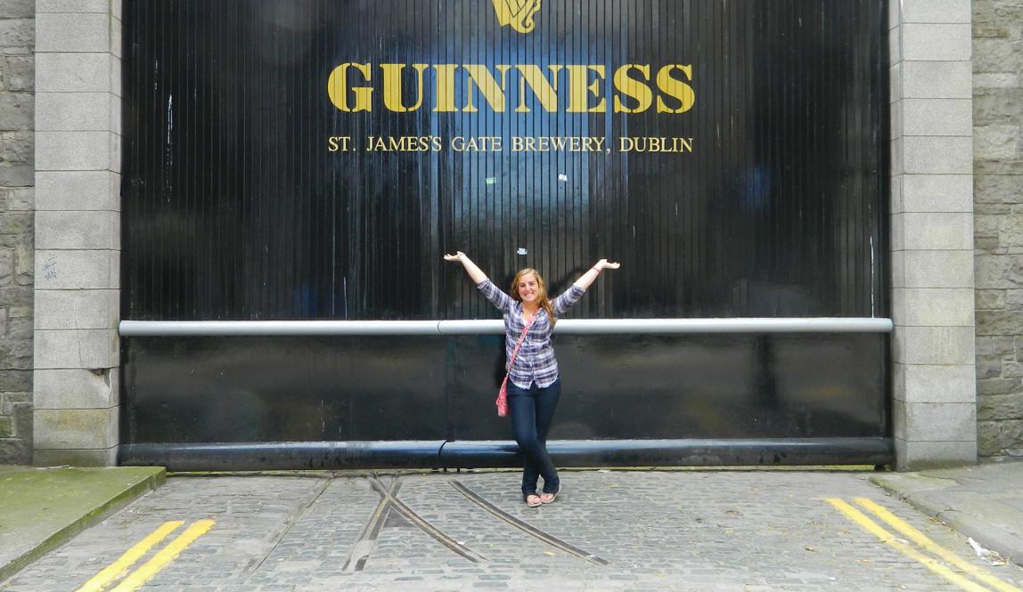 a student posing for a photo at Guiness Storehouse
