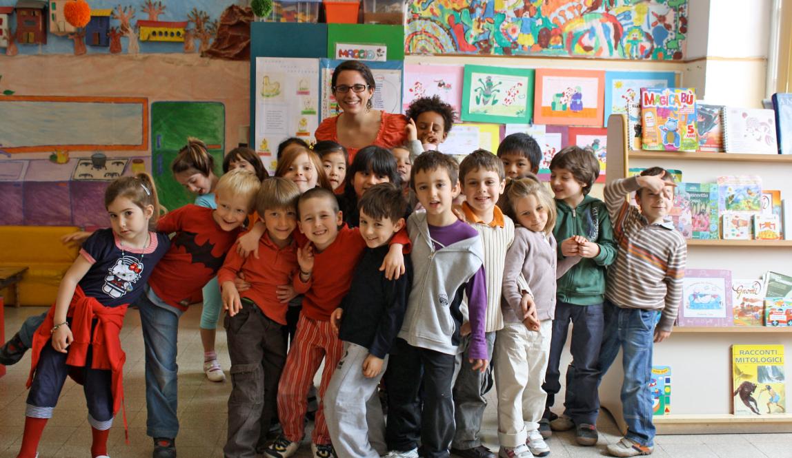 a student in the Early Childhood Education program with children