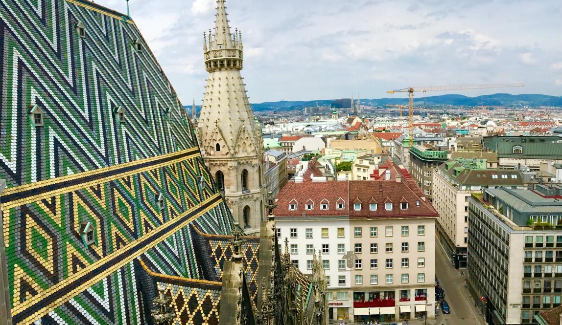 aerial view of St. Stephen's Cathedral's rooftop