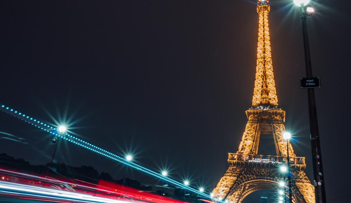 View of the Eiffel Tower at night