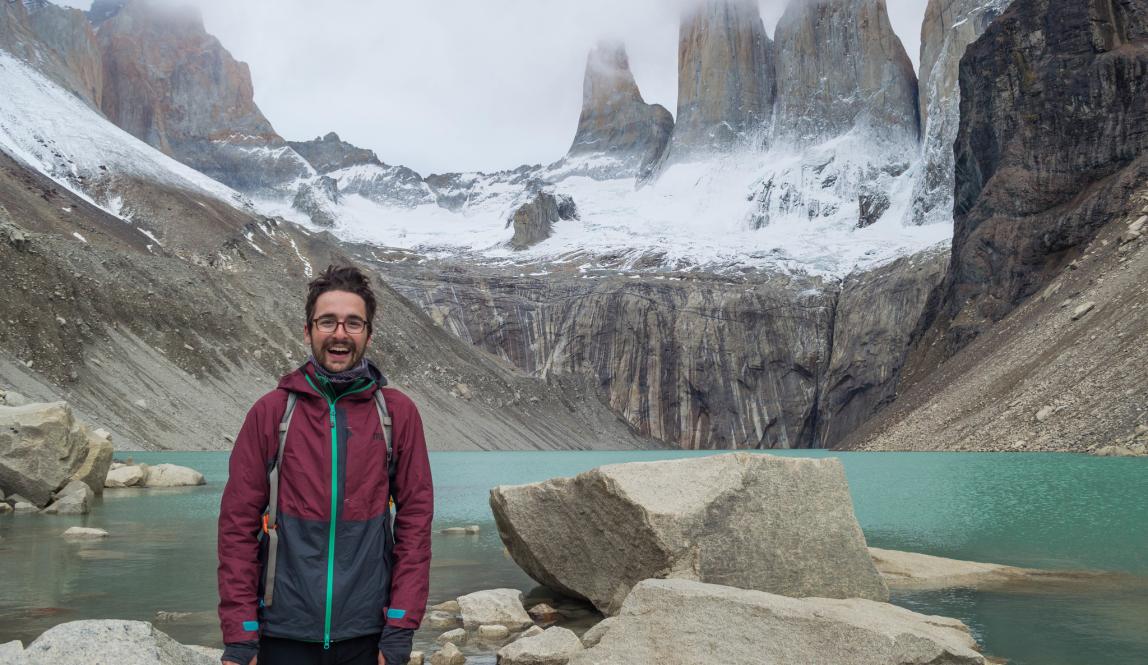 student in mountains in patagonia