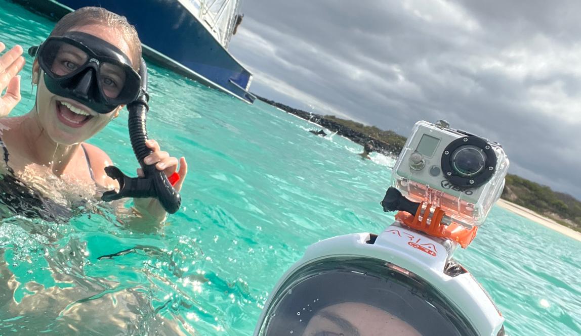 students snorkeling in Galápagos