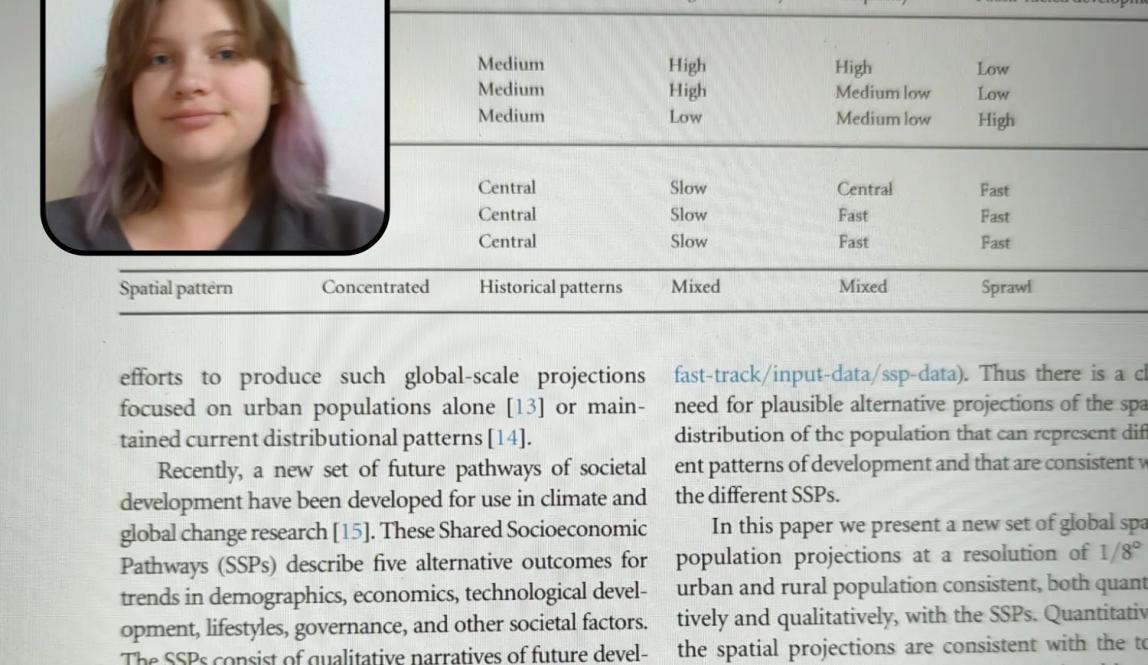 BeReal image showing a research paper on a computer screen, in the top-left corner is a person's tired face. 