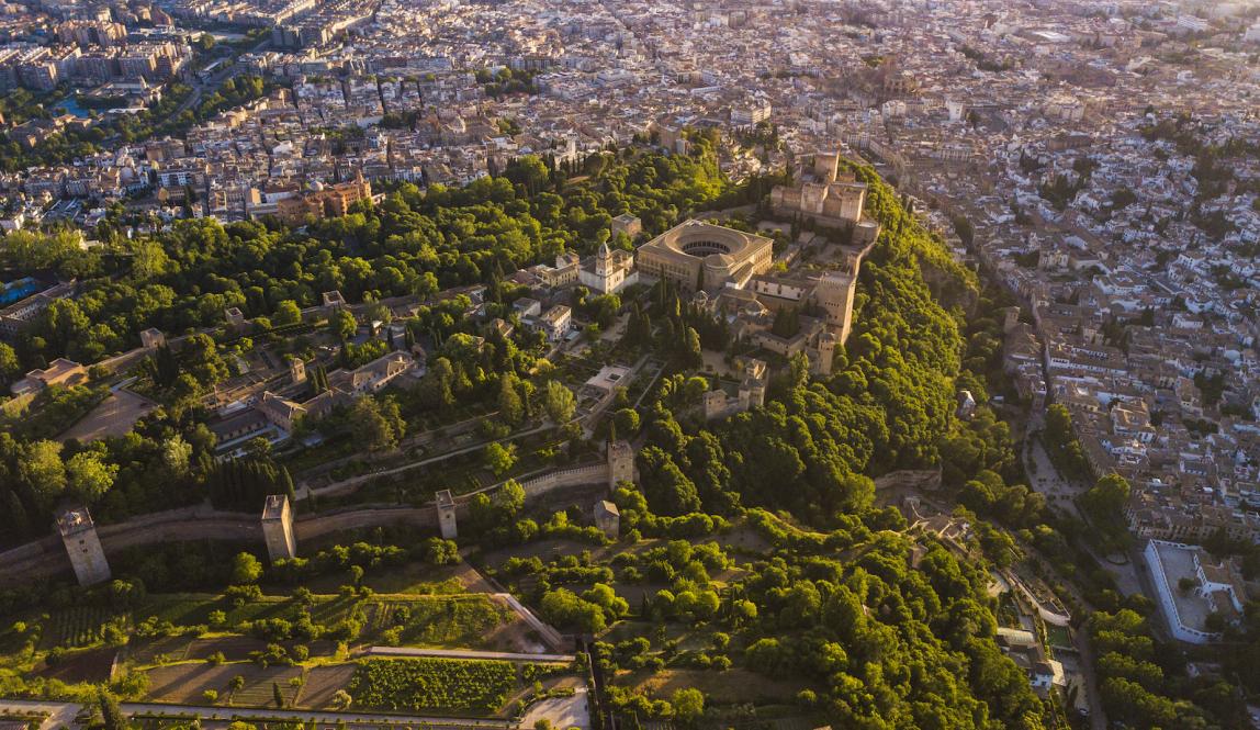 An arial shot of Granada, Spain.