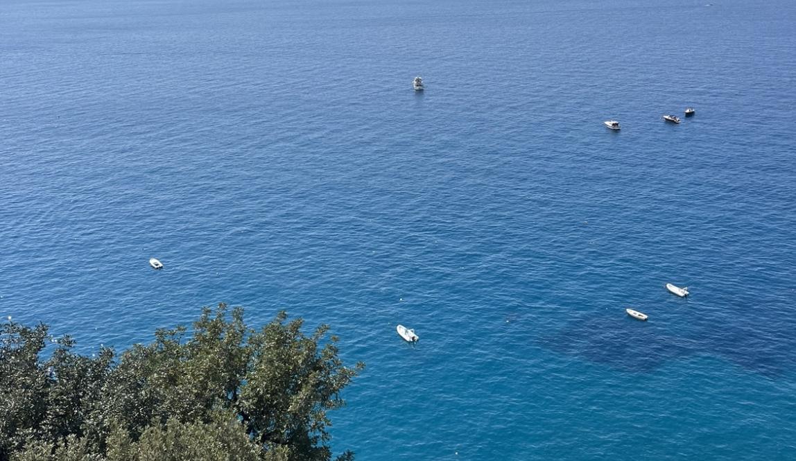 overlooking the crystal blue waters in Positano
