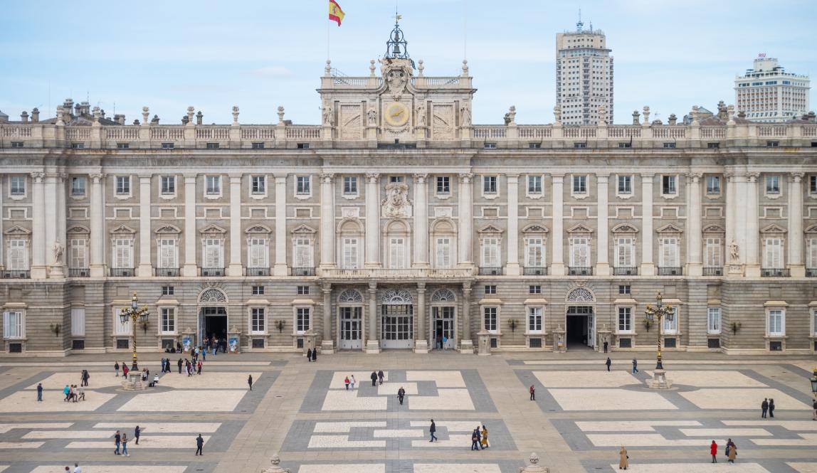Palace Real in Madrid, Spain as seen from the cathedral.
