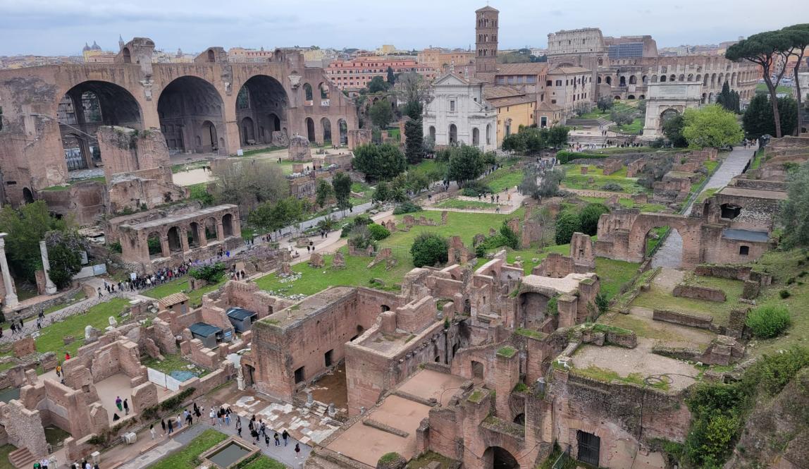 Shown is a view of the Forum from Palatine Hill