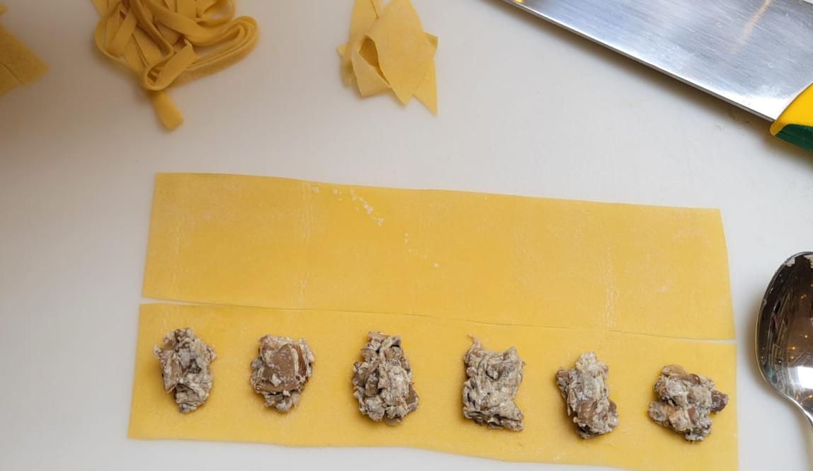 Shown is pasta in the process of becoming Ravioli