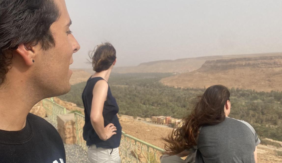Students looking out over a canyon