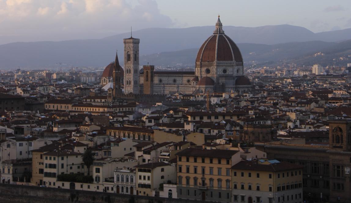 Beautiful view of Florence from Piazzale Michelangelo during sunset