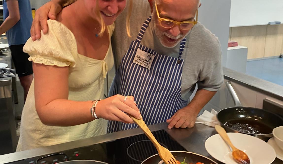 grandpa and student cooking