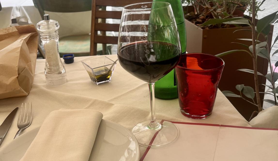 My table at a restaurant in Rome 