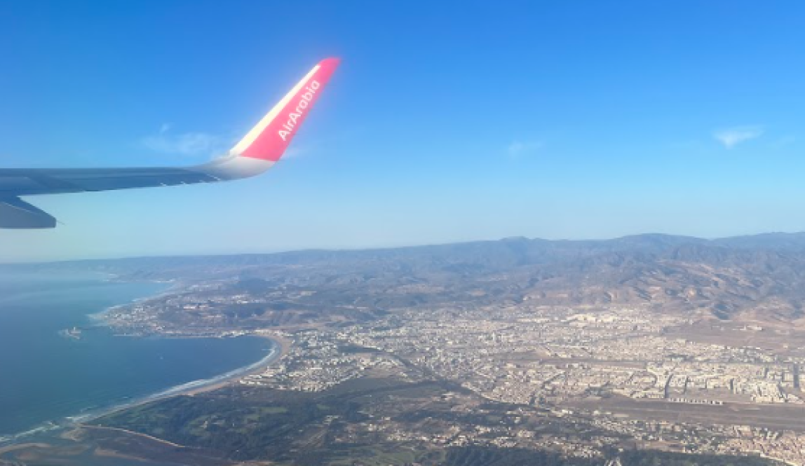 An airplane window view of Agadir