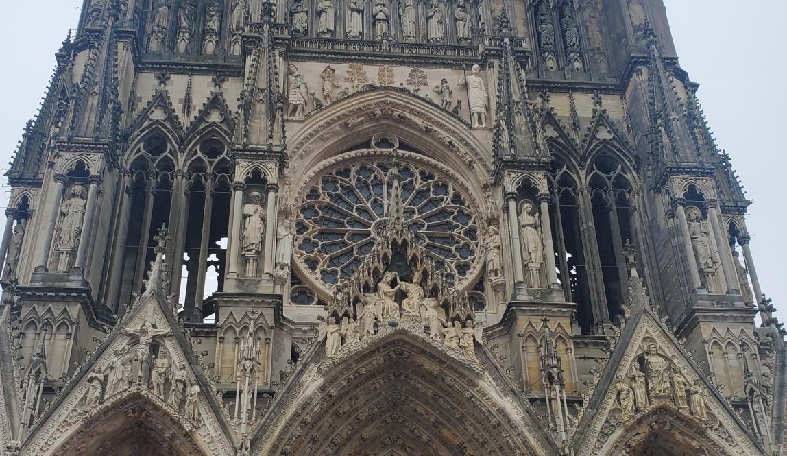 The Reims Cathedral from the front.
