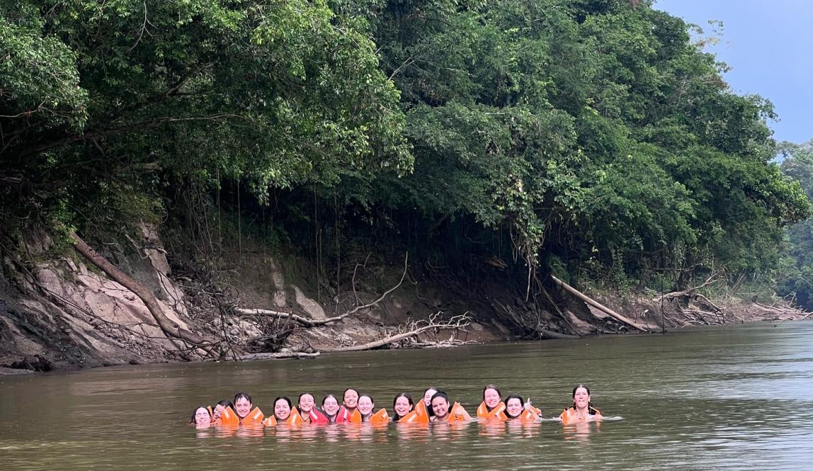 Our group floating in the Amazon River!